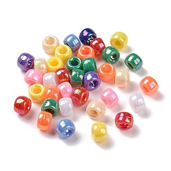 Couleur Mélangete Perles acryliques opaques, couleur ab , rondelle, couleur mixte, 9x6x6mm, Trou: 3.7mm, environ1900 pcs / 500 g