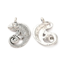 Antique Silver Tibetan Style Alloy Pendants, Lizard Charm, Antique Silver, 26x20x3.5mm, Hole: 2mm, about 238pcs/500g
