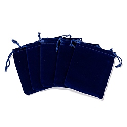 Bleu Foncé Pochettes en velours rectangle, sacs-cadeaux, bleu foncé, 12x10 cm