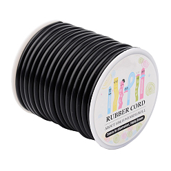 Black Synthetic Rubber Cord, Hollow, Wrapped Around White Plastic Spool, Black, 5mm, Hole: 3mm, about 10.94yards/roll(10m/roll)