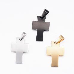 Mixed Color 304 Stainless Steel Pendants, Cross, Mixed Color, 27x18x2mm, Hole: 6.5x4mm