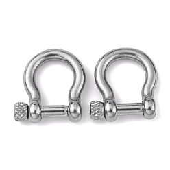 Stainless Steel Color 304 Stainless Steel D-Ring Anchor Shackle Clasps, Stainless Steel Color, 25x20mm, Inner Diameter: 16x12mm