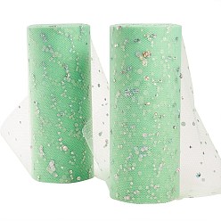 Vert Clair Rubans de maille déco à paillettes scintillantes benecreat, tissu de tulle, Tissu à carreaux en tulle pour la fabrication de jupe, vert clair, 6 pouce (15 cm), à propos de 25yards / roll (22.86m / roll)