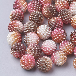 Saddle Brown Imitation Pearl Acrylic Beads, Berry Beads, Combined Beads, Rainbow Gradient Mermaid Pearl Beads, Round, Saddle Brown, 12mm, Hole: 1mm, about 200pcs/bag