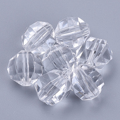 Clair Perles acryliques transparentes, facette, ronde, clair, 20x20mm, trou: 2.9 mm, environ 114 pcs / 500 g