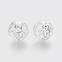 Серебро Железа филигранные бусы, филигранный шар, круглые, серебряные, 17.5x16.5 мм, отверстие : 1 мм