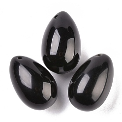 Obsidiana Colgantes naturales de obsidiana, piedra de huevo de pascua, 31x20x20 mm, agujero: 2 mm