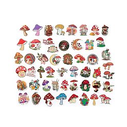 Mushroom Colorful Paper Cartoon Stickers, for Water Bottles Laptop Phone Skateboard Decoration, Mushroom Pattern, 36~65.5x51~57.5x0.2mm, 51pcs/bag