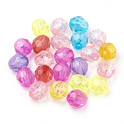 Couleur Mélangete Perles acryliques transparentes, facette, ovale, couleur mixte, 8x7.5mm, trou: 2 mm, environ 2775 pcs / 500 g