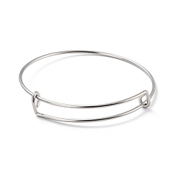 Stainless Steel Color 304 Stainless Steel Expandable Bangle for Girl Women, Adjustable Wire Blank Bangle, Stainless Steel Color, Inner Diameter: 2-3/8 inch(6cm)