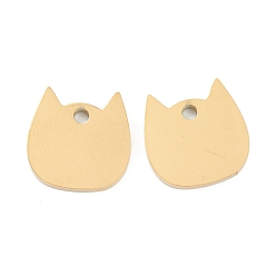 Golden 304 Stainless Steel Laser Cut Pendants, Stamping Blank Tag, Cat Head, Golden, 11.5x11.5x1.5mm, Hole: 1.6mm