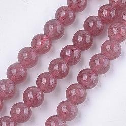 Cuarzo Fresa Perlas de cuarzo natural de fresa hebras, rondo, 8 mm, agujero: 1 mm, sobre 45~48 unidades / cadena, 15.3 pulgada