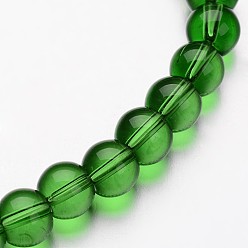 Verde Vidrio hebras de perlas redondas, verde, 10 mm, agujero: 1 mm, sobre 32 unidades / cadena, 11 pulgada
