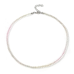 Pink Круглое ожерелье из бисера для женщин, розовые, 16.93 дюйм (43 см)
