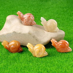 Yellow Jade Natural Yellow Jade Sculpture Display Decorations, for Home Office Desk, Snail, 18x24~28x14mm