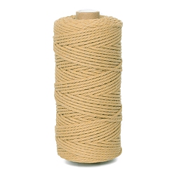 Pale Goldenrod 100M Round Cotton Braided Cord, for DIY Handmade Tassel Embroidery Craft, Pale Goldenrod, 3mm, about 109.36 Yards(100m)/Roll