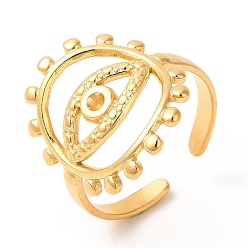 Chapado en Oro Real 18K Chapado de iones (ip) 201 ajustes de diamantes de imitación de anillo de puño abierto de acero inoxidable, anillo de ojo para hombres mujeres, real 18 k chapado en oro, tamaño de EE. UU. 7 1/2 (17.8 mm), aptos para 1.6 mm de diamante de imitación