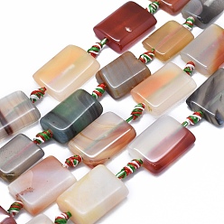 Colorful Natural Agate Beads Strands, Dyed & Heated, rectangle, Colorful, 25~26x17~18x4~7mm, Hole: 2~2.5mm, about 12pcs/strand, 15.3 inch~15.7 inch(39~40cm)