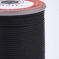 Черный Вощеный шнур полиэстера, микро шнур макраме, витой шнур, круглые, чёрные, 1 мм, около 57.96~65.62 ярдов (53~60 м) / рулон