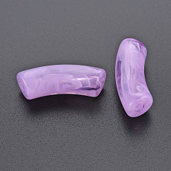 Orchid Transparent Acrylic Beads, Imitation Gemstone Style, Curved Tube, Orchid, 34x11.5x13mm, Hole: 3.5mm, about 150pcs/500g