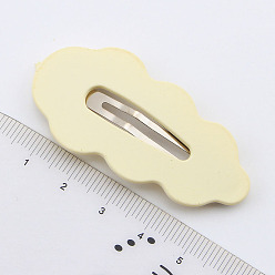 Floral White Cute Cream Color Leaf Shape Alloy Snap Hair Clips, Non-Slip Barrettes Hair Accessories for Girls, Women, Floral White, 54mm