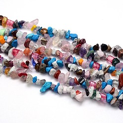 Pierre Mélangete Mixtes perles de pierre brins, puces, 8~20x8~18mm, Trou: 1mm, environ 31.5 pouce
