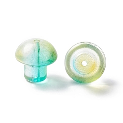 Turquoise Des billes de verre transparentes, champignons, turquoise, 13.5x13.5mm, Trou: 1.6mm