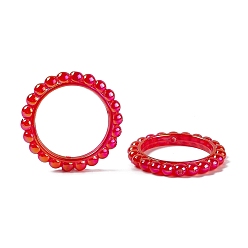 Red UV Plating Opaque Acrylic Beads Frames, Flower Ring, Red, 42.5x43x5.5mm, Hole: 2.5mm, Inner Diameter: 31mm