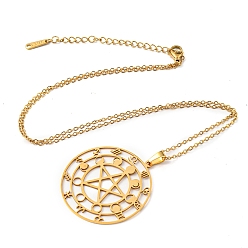 Golden 201 Stainless Steel Constellations with Star Pendant Necklace with Cable Chains, Golden, 17.80 inch(45.2cm)