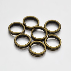 Bronce Antiguo Anillos partidos de latón, anillos de salto de doble bucle, Bronce antiguo, 8 mm, agujero: 1 mm, sobre 7 mm de diámetro interior, Sobre 3180 unidades / 500 g