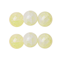 Yellow Spray Painted Glass Beads Strands, Round, Yellow, 8~8.5mm, Hole: 1.5mm, about 100pcs/strand, 31.1 inch(79cm)