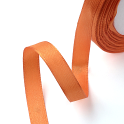 Оранжевый Односторонняя атласная лента, Полиэфирная лента, оранжевые, 3/8 дюйм (10 мм), около 25 ярдов / рулон (22.86 м / рулон), 10 рулоны / группа, 250yards / группа (228.6 м / группа)