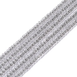 Dark Gray Transparent Glass Beads Strands, Faceted, Round, Dark Gray, 2mm, Hole: 0.6mm, about 182~201pcs/strand, 14.57~15.24 inch((37~38.7cm)