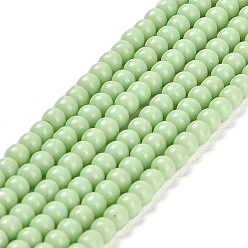 Verde Claro Abalorios de vidrio de jade de imitación, rondo, verde claro, 2~2.5 mm, agujero: 0.6 mm, sobre 173~180 unidades / cadena, 14.57''~14.84'' (37~37.7 cm)