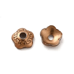 Coffee Golden Ion Plating(IP) 304 Stainless Steel Bead Caps, Flower, 5-Petal, Coffee Golden, 4x4x1mm, Hole: 1mm