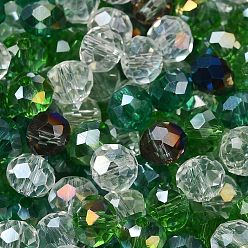 Dark Green Glass Beads, Faceted, Rondelle, Dark Green, 8x6mm, Hole: 1mm, about 1210pcs/500g