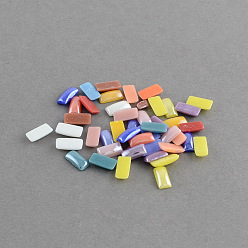 Mixed Color Pearlized Plated Opaque Glass Cabochons, Rectangle, Mixed Color, 10x5x2.5mm