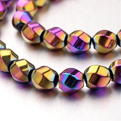 Multi-color Plated Electroplate Non-magnetic Synthetic Hematite Beads Strands, Twisted Oval, Multi-color Plated, 8x7mm, Hole: 1mm, about 50pcs/strand, 15.7 inch