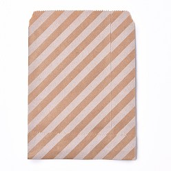 Stripe Kraft Paper Bags, No Handles, Food Storage Bags, BurlyWood, Stripe Pattern, 18x13cm