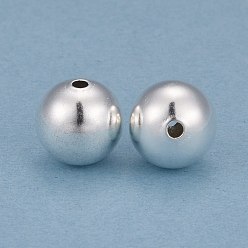 925 Sterling Silver Plated Brass Beads, Long-Lasting Plated, Round, 925 Sterling Silver Plated, 8mm, Hole: 1.8mm