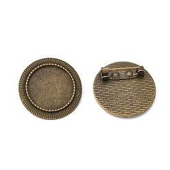Antique Bronze Vintage Alloy Brooch Cabochon Bezel Settings, with Iron Pin Back Bar Findings, Cadmium Free & Nickel Free & Lead Free, Antique Bronze, Flat Round Tray: 20mm, 28x2mm, Pin: 0.8mm