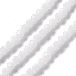 Blanco Hebras de cuentas de vidrio facetadas(32 facetas), rondo, blanco, 6x5.5 mm, agujero: 1.2 mm, sobre 95 unidades / cadena, 22.24'' (56.5 cm)