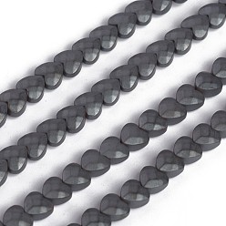Non-magnetic Hematite Non-magnetic Synthetic Hematite Beads Strands, Faceted, Heart, 4x4x2.5mm, Hole: 0.8mm, about 107pcs/strand, 15.9 inch(40.4cm)