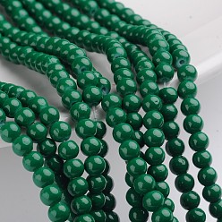 Verde Oscuro Abalorio de vidrio pintado, pintura para hornear, rondo, verde oscuro, 8 mm, agujero: 1.3~1.6 mm, sobre 100 unidades / cadena, 31.4 pulgada
