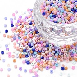 Couleur Mélangete 13/0 perles de rocaille de verre, couleur macaron, trou rond, ronde, couleur mixte, 13/0, 2~2.3x1.5mm, Trou: 0.8mm, environ 450 g /sachet 