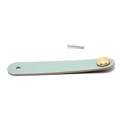Light Cyan Leather Handle, Jewelry Box Accessories, with Aluminum Screws, Light Cyan, 140x25x11mm, Hole: 6mm