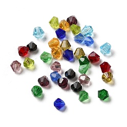 Mixed Color Glass Imitation Austrian Crystal Beads, Faceted, Diamond, Mixed Color, 4x4mm, Hole: 0.7mm