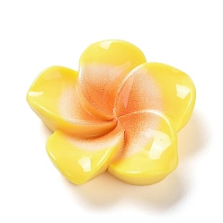 Gold Opaque Resin Cabochons, Plumeria Flower, Gold, 20x20.5x6.5mm