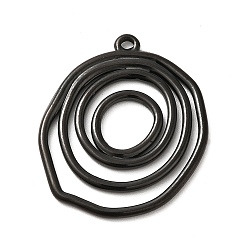 Electrophoresis Black 304 Stainless Steel Pendants, Irregular Flat Round Charm, Electrophoresis Black, 28x23x2mm, Hole: 1.4mm