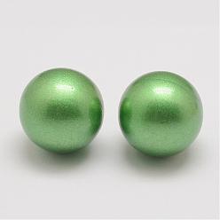 Dark Sea Green Brass Chime Ball Beads Fit Cage Pendants, No Hole, Dark Sea Green, 16mm